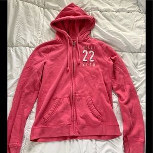 hollister pink hoodie (zip up)